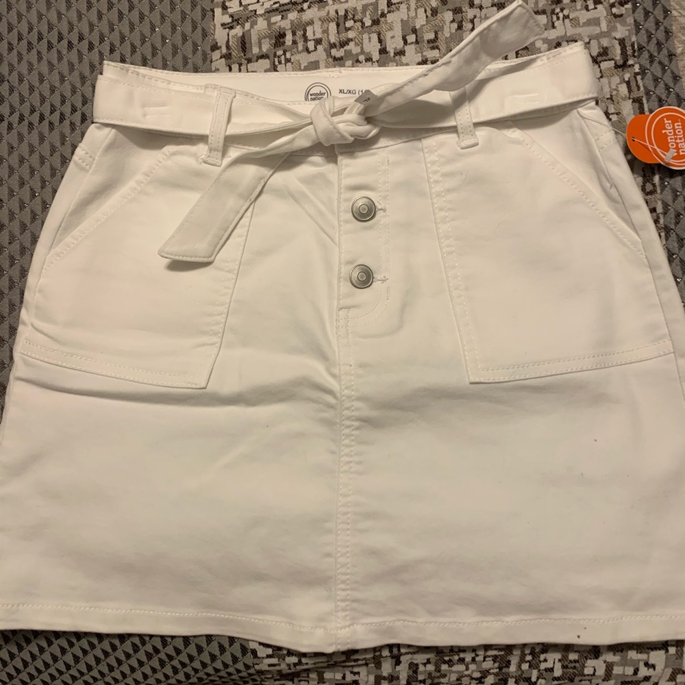 White jean skirt